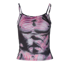 Body Pattern Contrast Backless Cami Top
