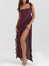 Mulberry Ruffle Stylish Maxi Dress