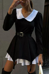 Doll-Neck Black Dress