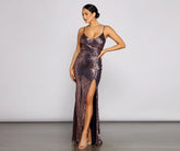 Claire Sleeveless Sequin Charming High-Slit Formal Dress