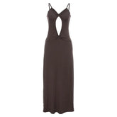 Hollow Out Backless Sweetheart Neck Sleeveless Ruched Cami Dress