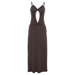 Hollow Out Backless Sweetheart Neck Sleeveless Ruched Cami Dress