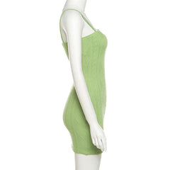 Textured Solid Square Neck Cami Dress