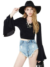 Tops Women Flare Sleeve Female