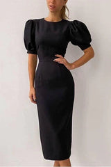 Tight High Waist Puff Sleeve Dress