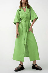 Casual Solid Bandage Patchwork Turn-Back Collar Straight Dresses