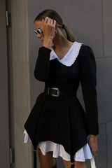 Doll-Neck Black Dress