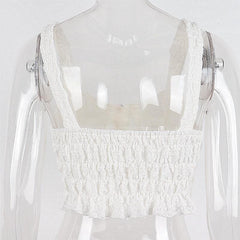 Solid Button Round Neck Smocked Textured Cami Top