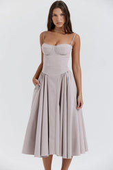 Edith Spaghetti Strap A-Line Loose Midi Dress