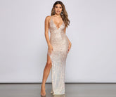 Katharina Formal High Charming Slit Sequin Dress