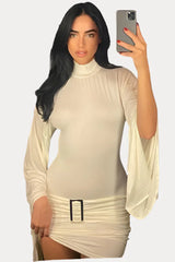 Metal Buckle Low-Waist Hip-Covering Dress