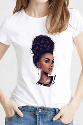 Cityhottie Girl Round Neck Loose Short Sleeve Tops