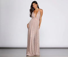 Haley Formal Stylish Shimmering Metallic Dress