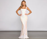 Micaela Formal Sequin Charming Scroll Mermaid Dress