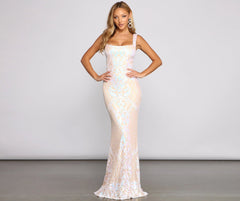 Micaela Formal Sequin Charming Scroll Mermaid Dress