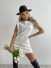 Cotton White Sleeveless Simple Dress