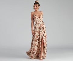 Erika Floral Chiffon Charming Wrap A-Line Formal Dress