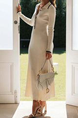 Lapel Single-Breasted Knit Dress