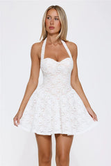 Delicate Daydream Halter Lace Mini Dress White