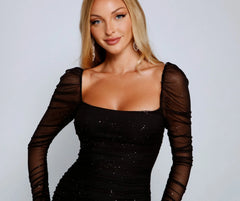 Diedre Formal Stylish Glitter Ruched Bodycon
