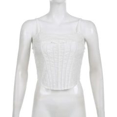 Solid Textured Bowknot Applique Zip-Up Cami Top