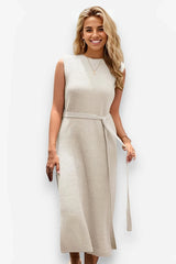 Neck Bottom Knitted A-Line Dress