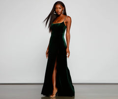 Liv Formal High Charming Slit Velvet Dress