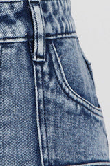 Pocket Patchwork Slit A-Line Denim Cargo Skirt