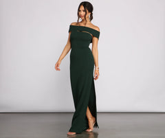Rylee Formal Off Charming The Shoulder Crepe Dress