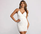 Cameron Formal Glitter Charming And Lace Mini Dress