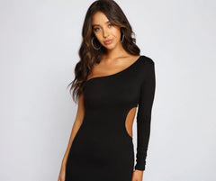 Timeless Chic One Charming Shoulder Midi Dress