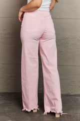 Risen Raelene Full Size High Waist Wide Leg Jeans In Light Pink