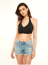 Broad-Legged Tide Srill Chain Denim Shorts