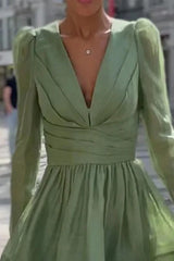 Mint Green Pleated Cake Dress