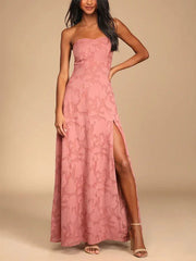 Evening Gown Strapless Slim Graceful Fit Slit Maxi Dress