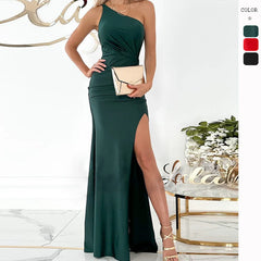 Alda One Shoulder Charming High Low Crepe Dress