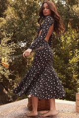 Floral Halter Sexy Slim Long-Sleeved Dress