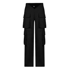 Vintage Y2K Cargo Pants Women Elastic High Waist Big Pockets Baggy Casual Capris Aesthetic Autumn Jogger Sweatpants