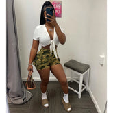Summer Hight Waist Pockets Camouflage Print Camo Shorts Women Casual Sexy Cargo Shorts Streetwear Short Pants Women