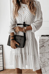 Midi White Dress With Polka Dots