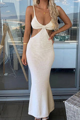 Cutout Twisted-Front Backless Knit Cami Dress