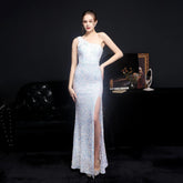 Heary Dazzling Sequined Charming One-Shoulder Asymmetric Dress