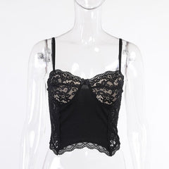 Hem Lace Heart Neck Lace Cami Top