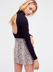 Tops Street Knitted Solid Back Ladies T-Shirt