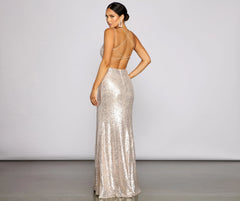 Elena Sequin Stylish Open-Back Formal Dress