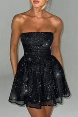 Strapless Backless Short Evening Dress