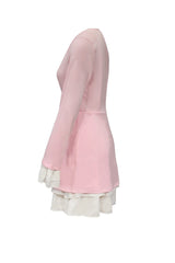 V Neck Ruffle Fake Two-Piece Dress
