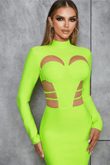 Sexy Retro Hollow Back Slit Slim Long-Sleeved Dress