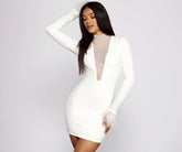 Tori Formal Heat Charming Stone Feathered Mini Dress