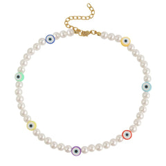 Clay Flower Multicolor Faux Pearl Necklace